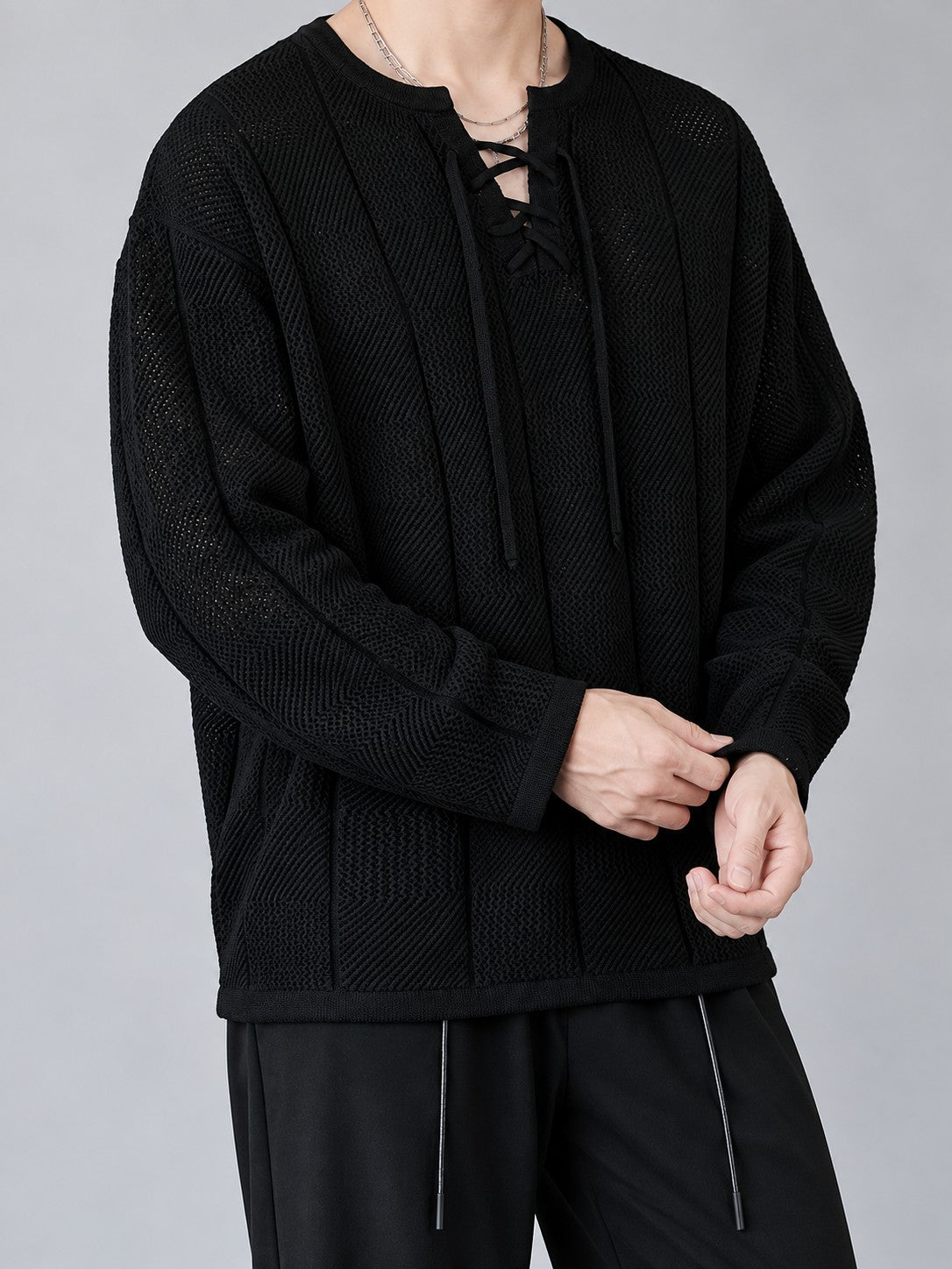 Orin Mesh Pullover - Black