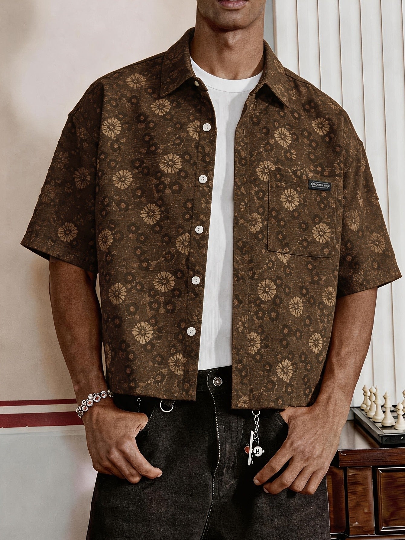 Soren Crop Shirt — Brown