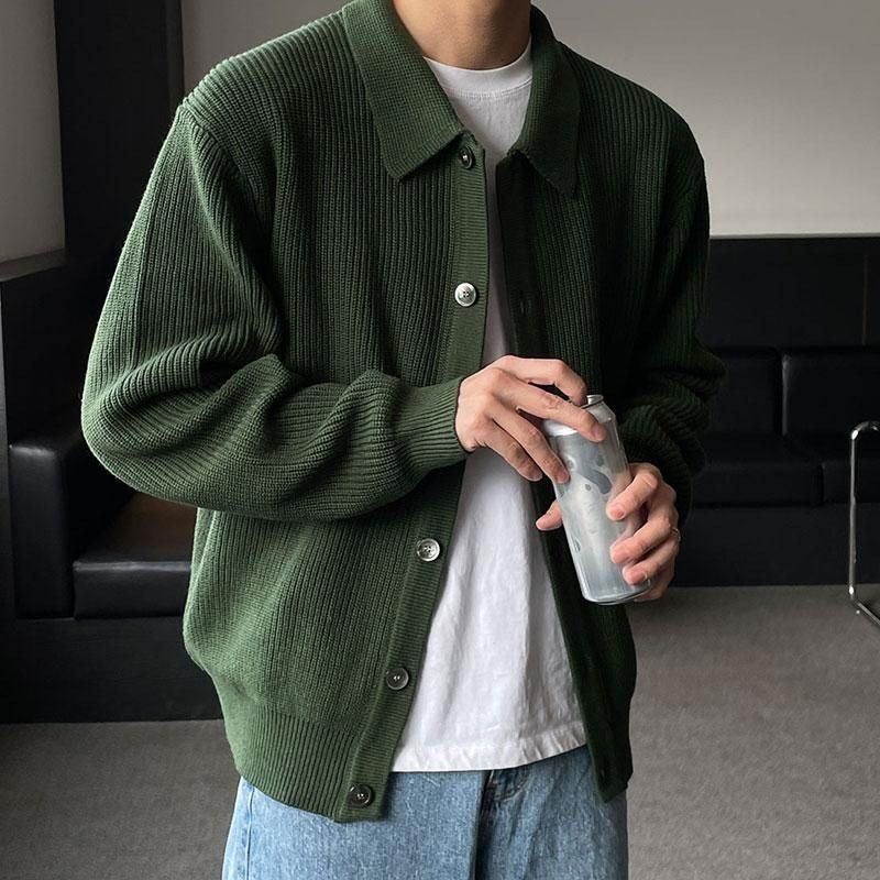 Ellis Collar Cardigan - Army Green