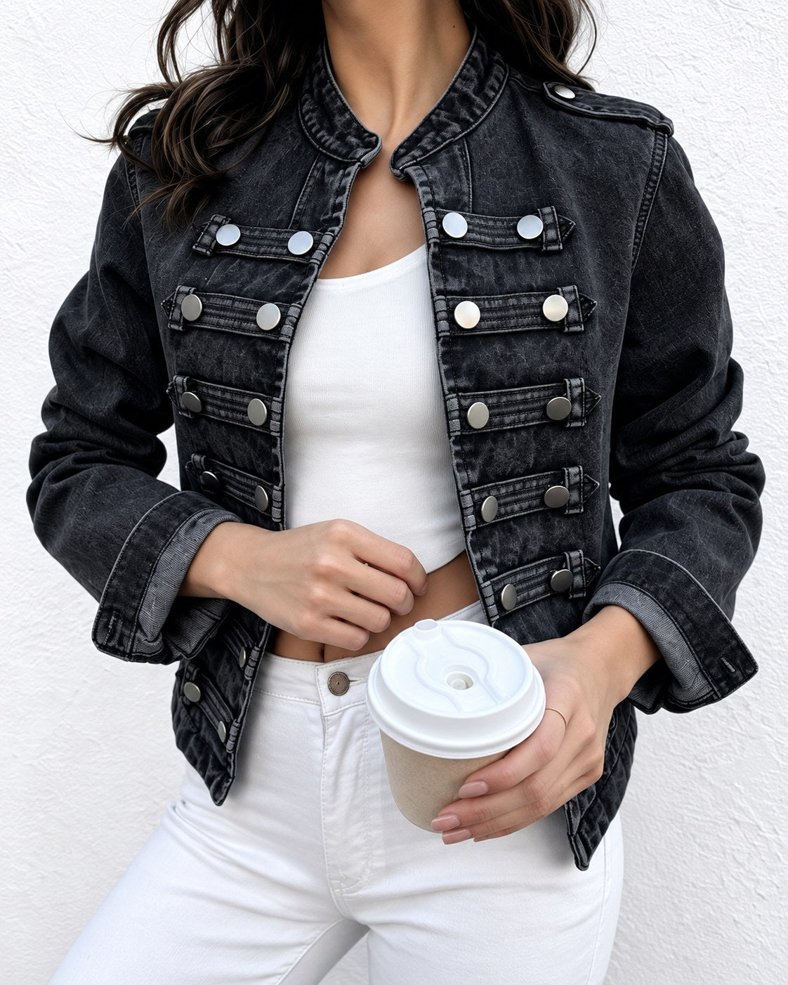 Sloane Military Crop Jacket - Black