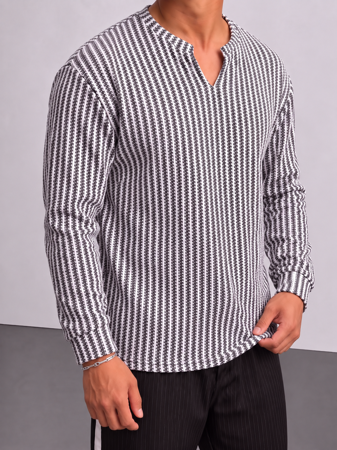 Rowan Rib Pullover - Black White