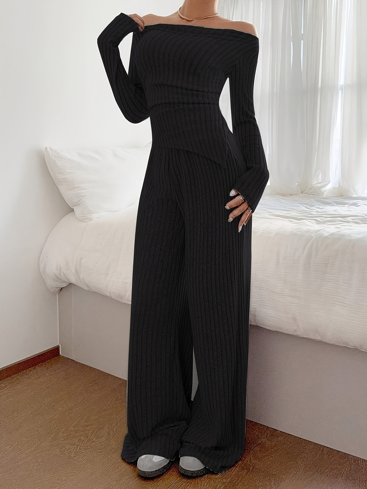 Mira Asym Knit Set - Black