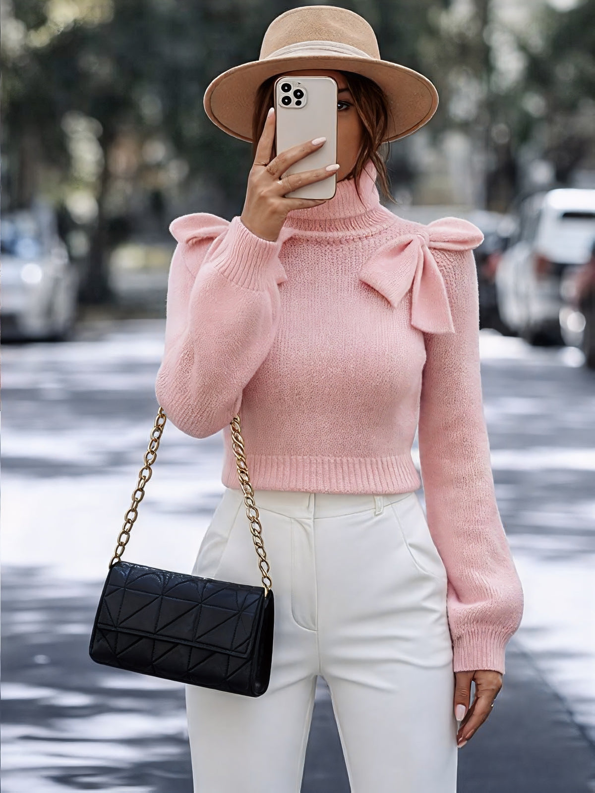 Orla Bow Pullover - Pink