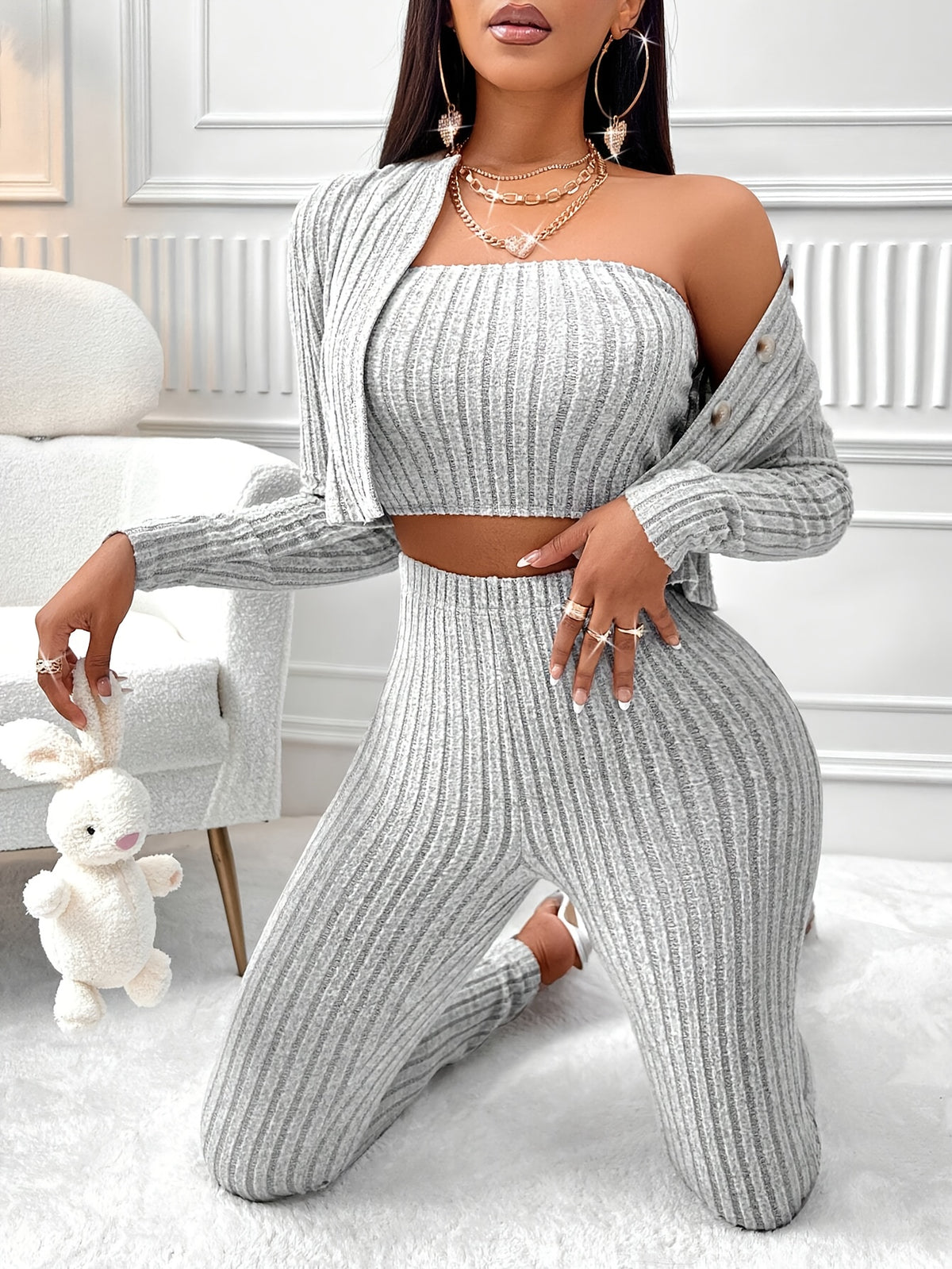 Vera Rib Set - Grey