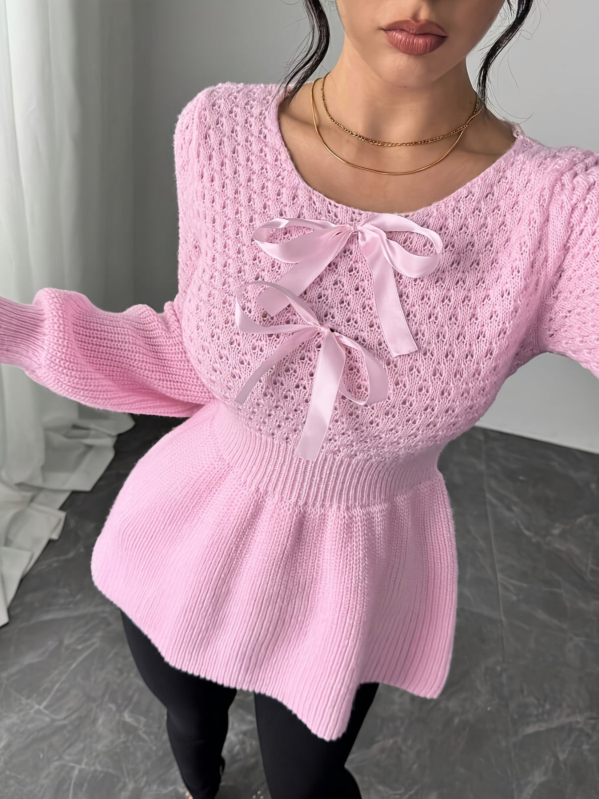 Brielle Bow Pullover - Pink