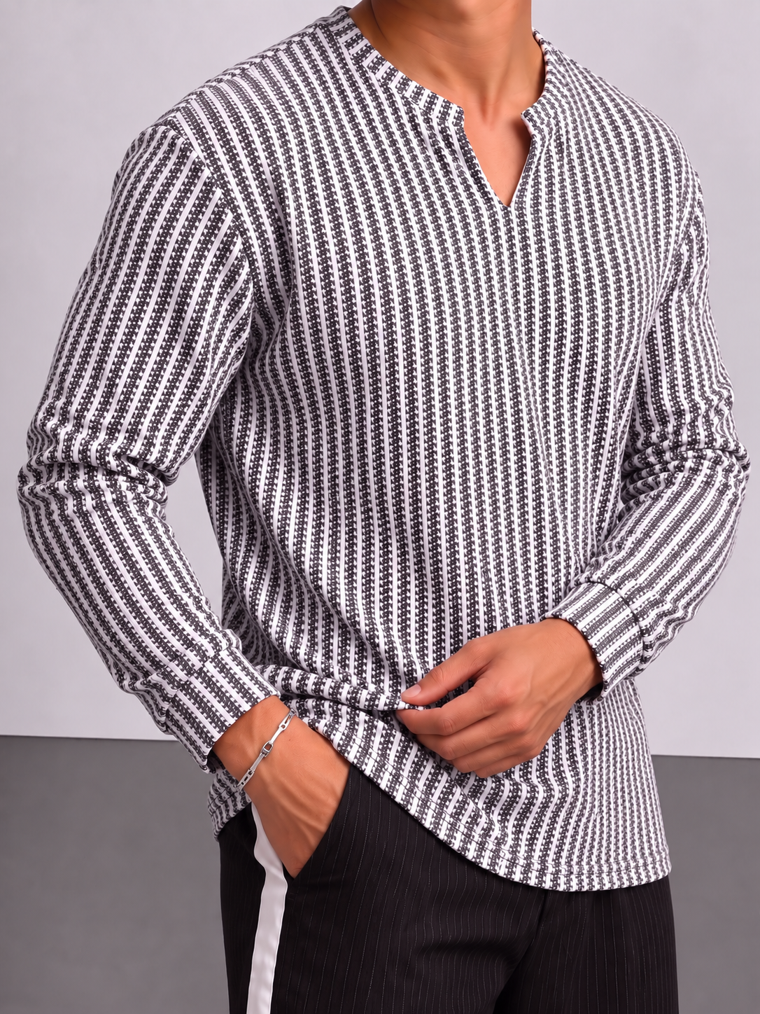 Rowan Rib Pullover - Black White