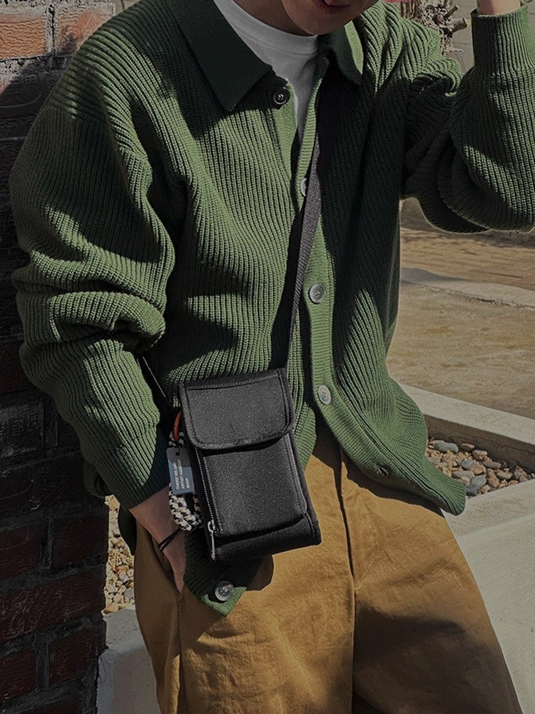 Ellis Collar Cardigan - Army Green