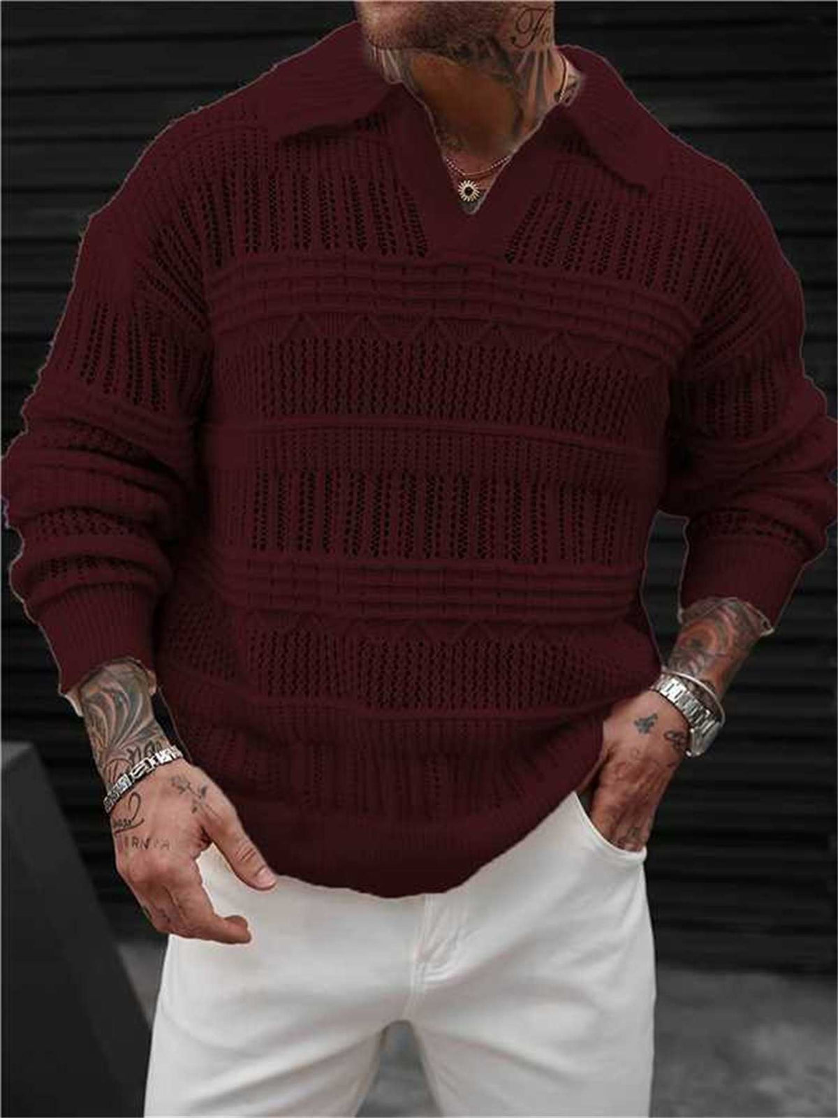 Toren Lattice Polo - Burgundy