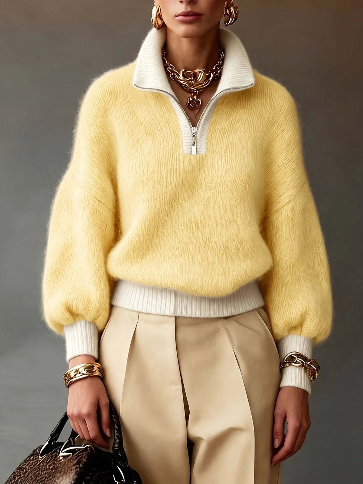 Freya Zip Pullover - Butter