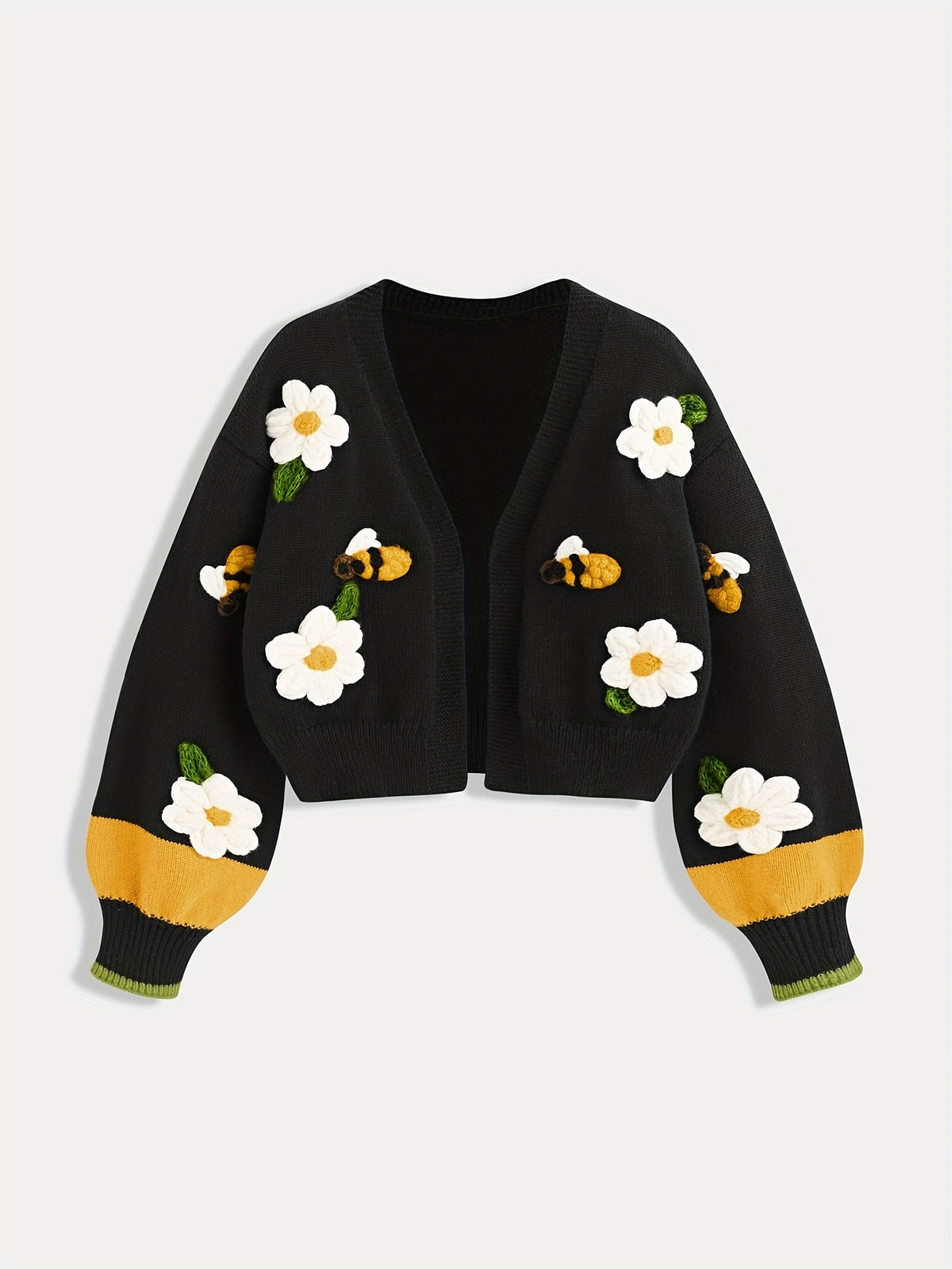 Posy Knit Cardigan — Black