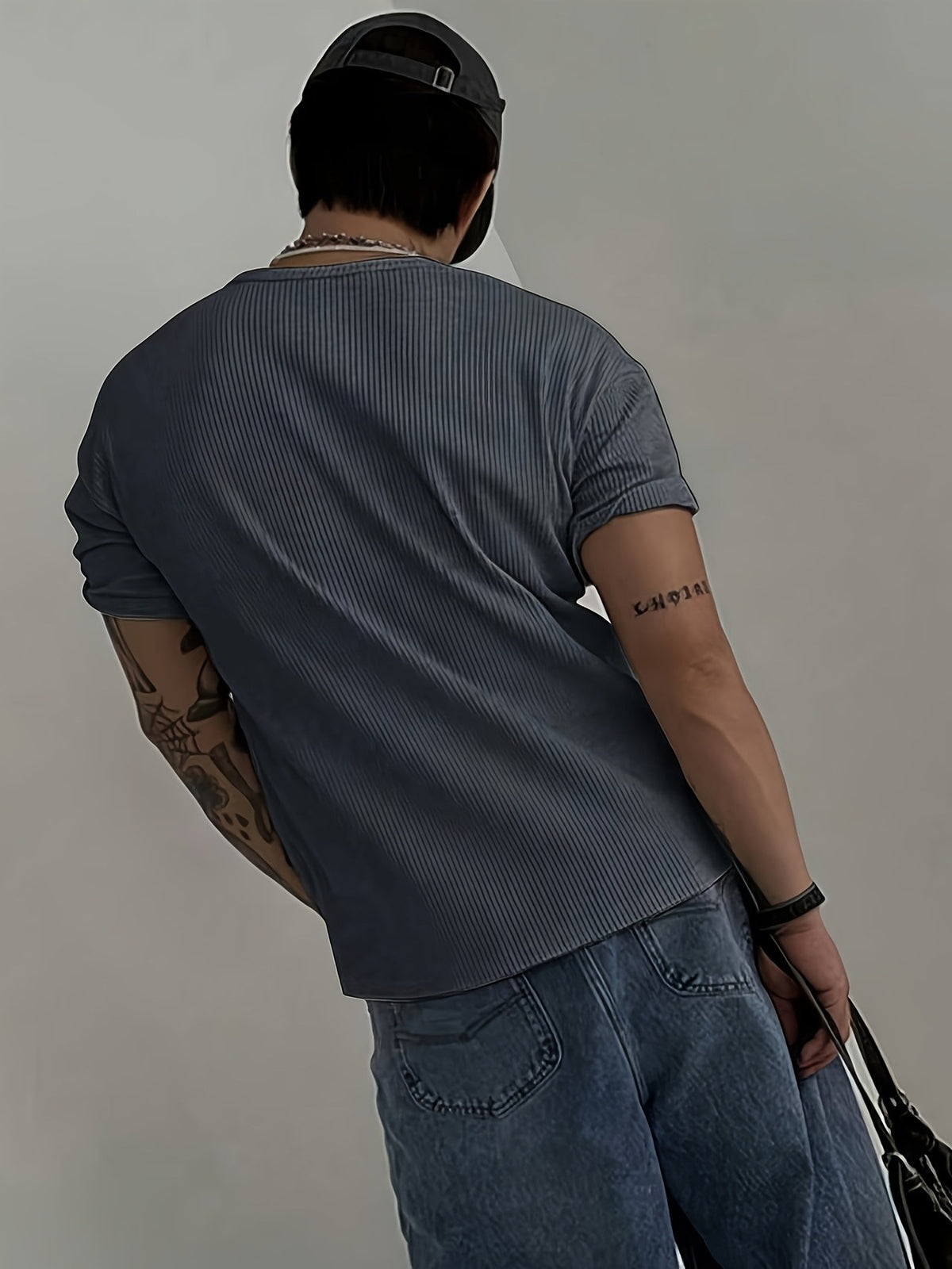 Finn Rib Henley - Slate Blue