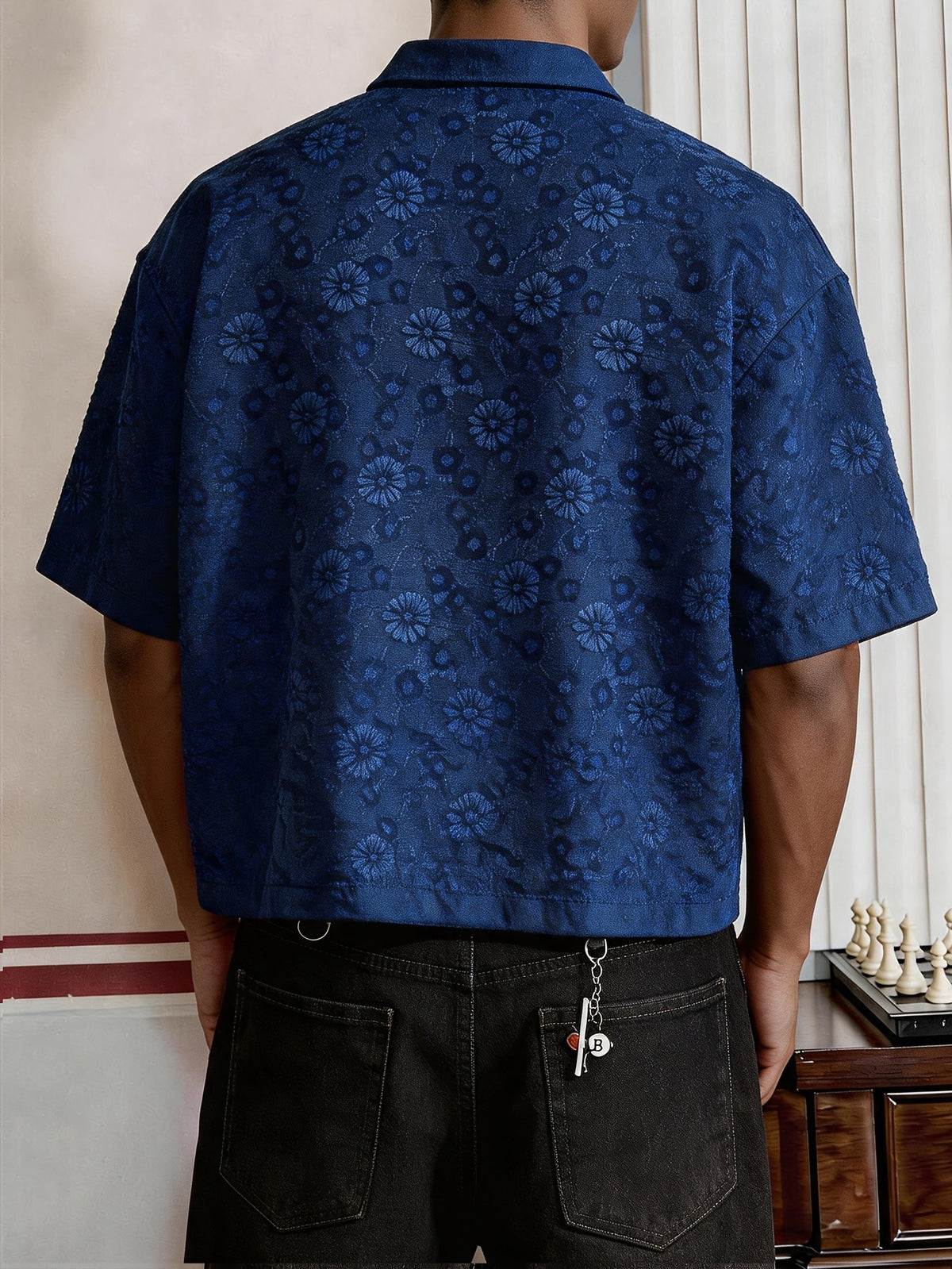 Soren Crop Shirt — Navy