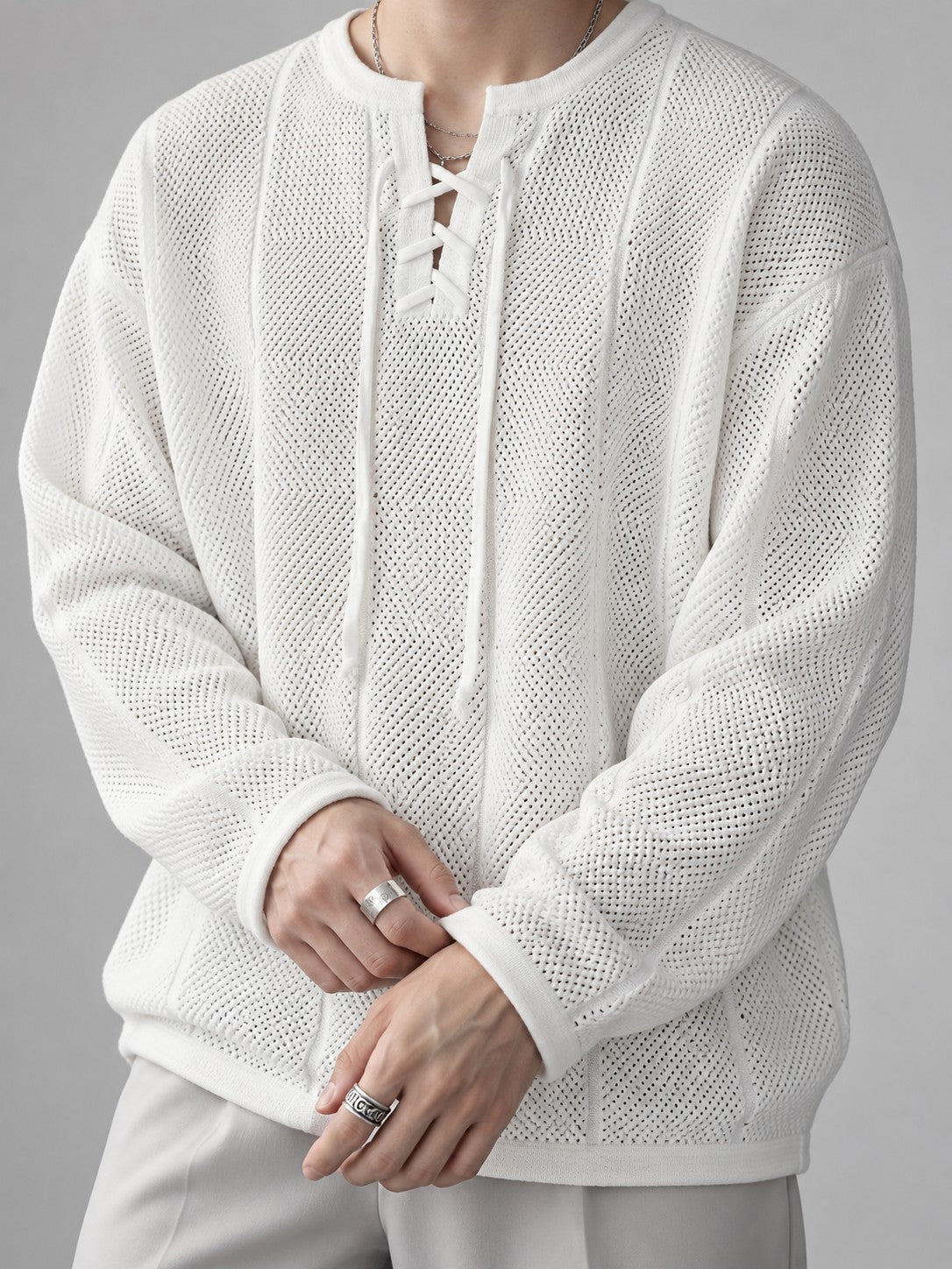 Orin Mesh Pullover - White