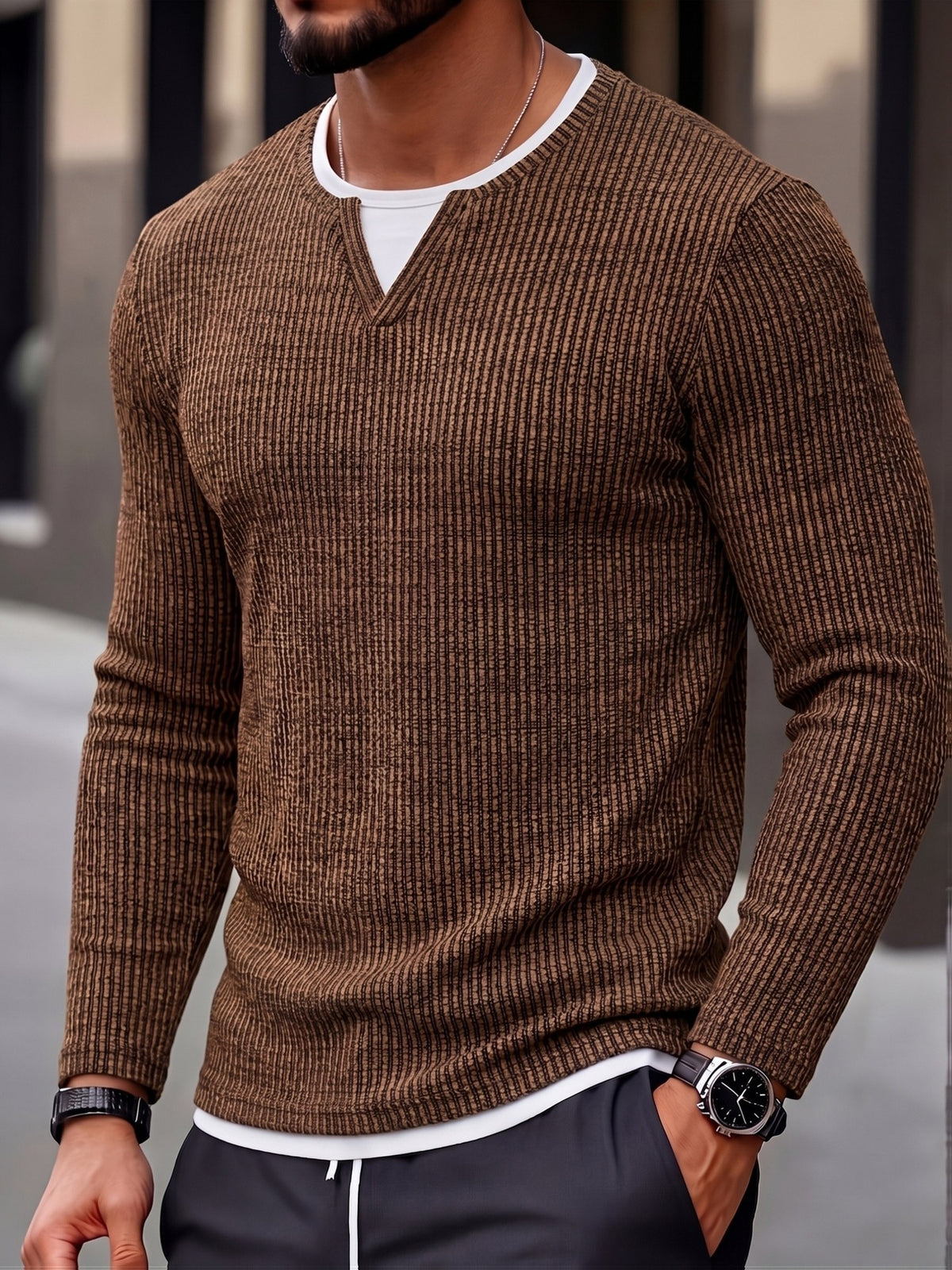 Remy Notch Top - Brown