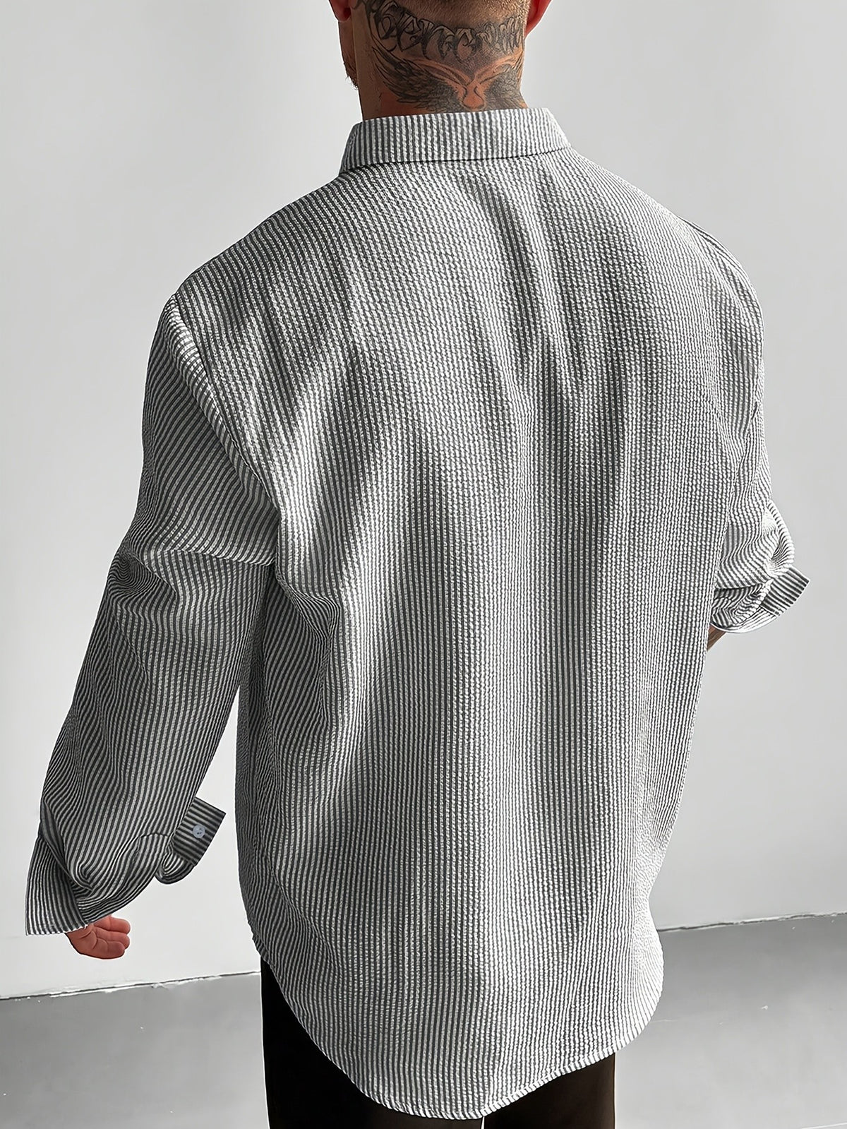 Silas Seersucker Shirt - Black White