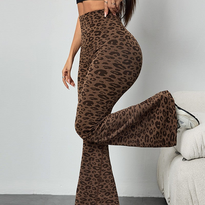 Nia Leopard Flare Pant - Coffee