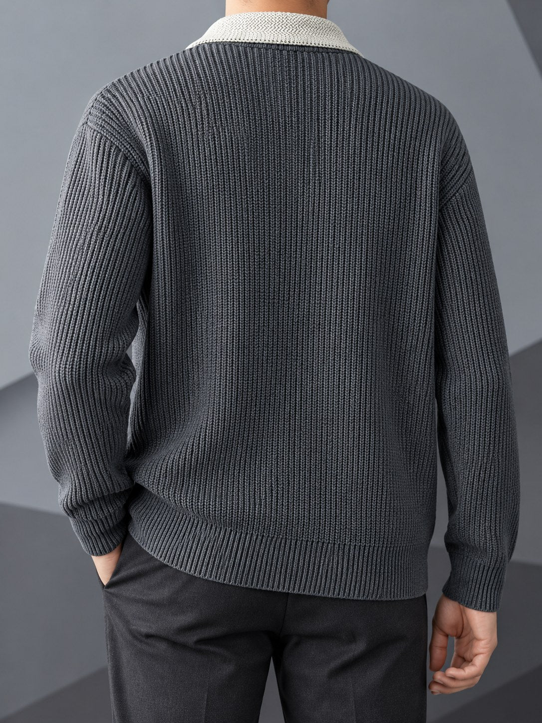 Colton Contrast Cardigan - Grey