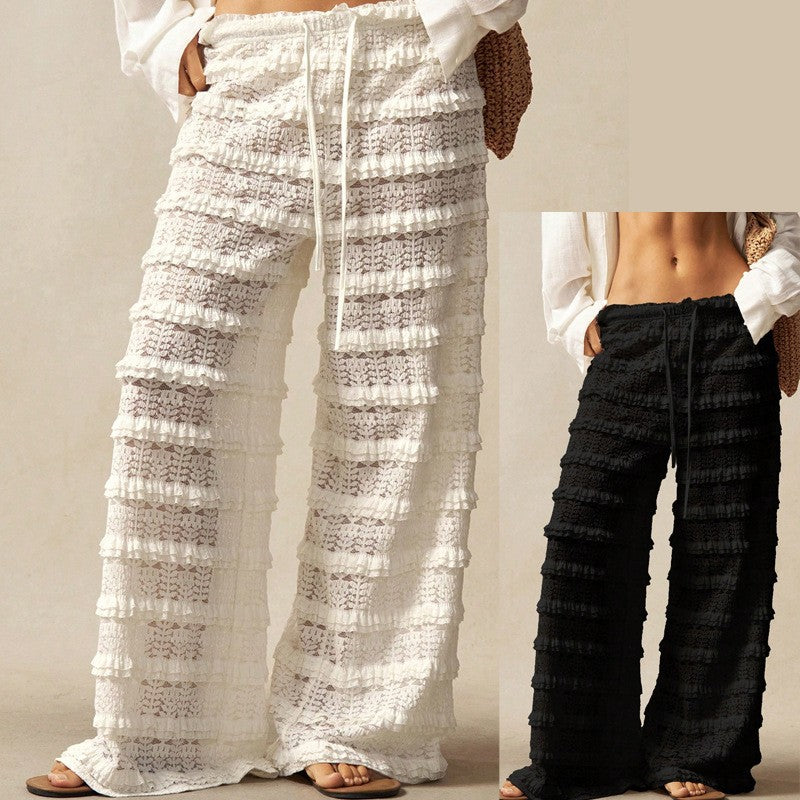 Isla Tiered Lace Pant - White