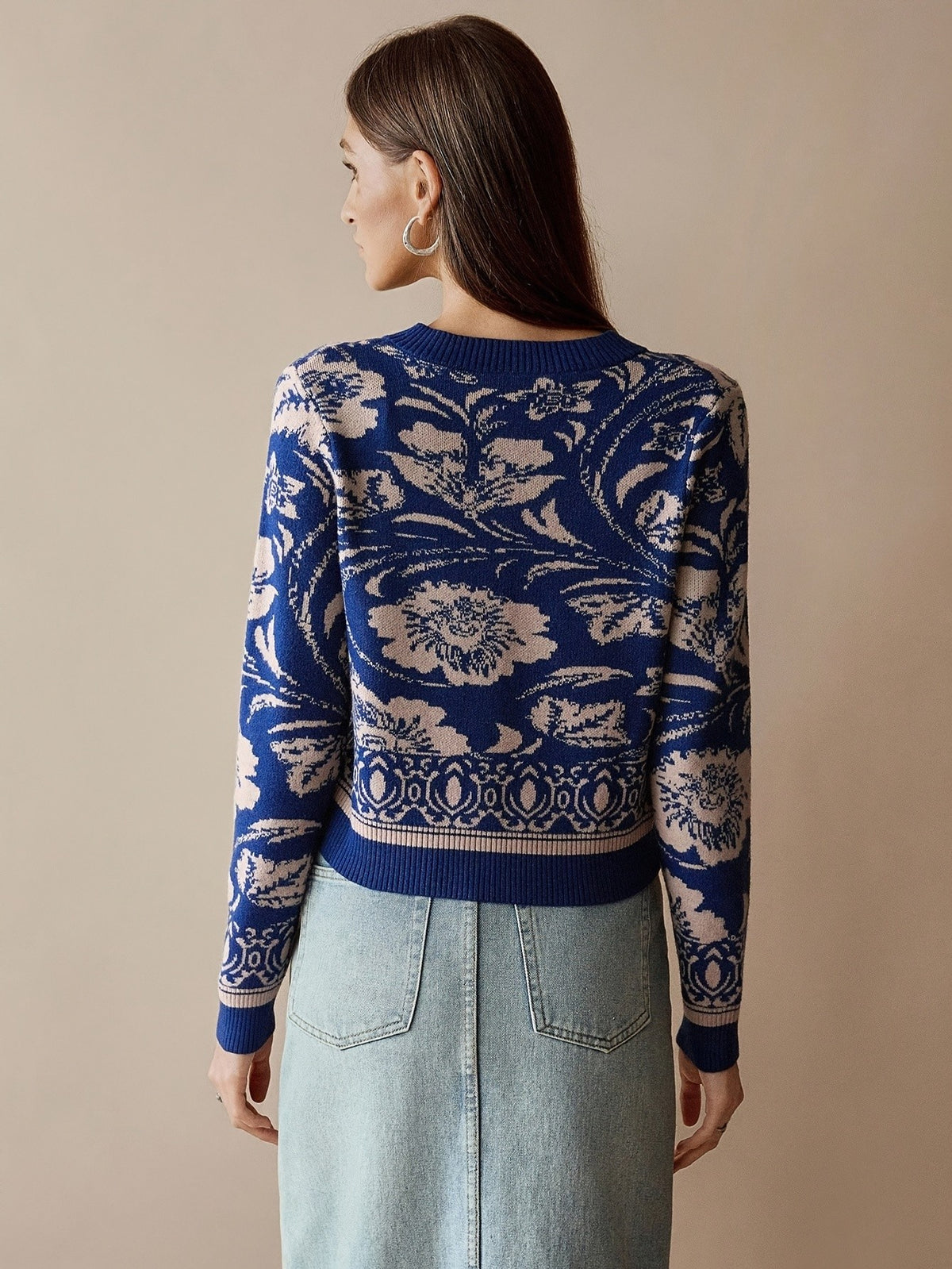 Brielle Flora Cardigan - Navy