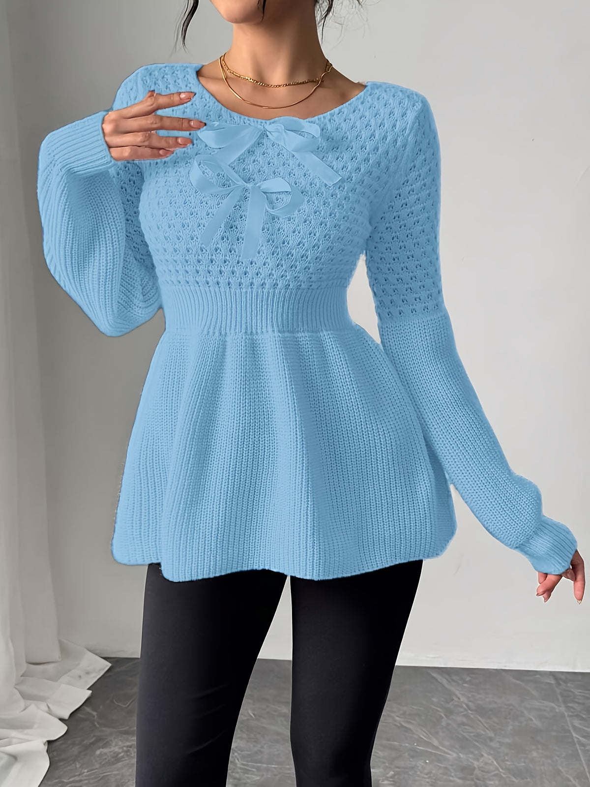 Brielle Bow Pullover - Powder Blue