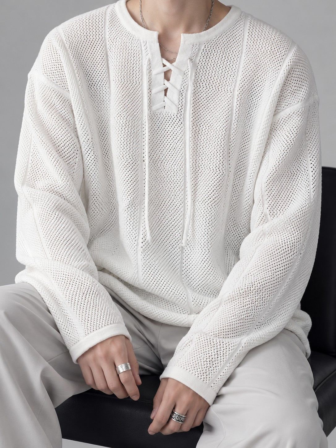 Orin Mesh Pullover - White