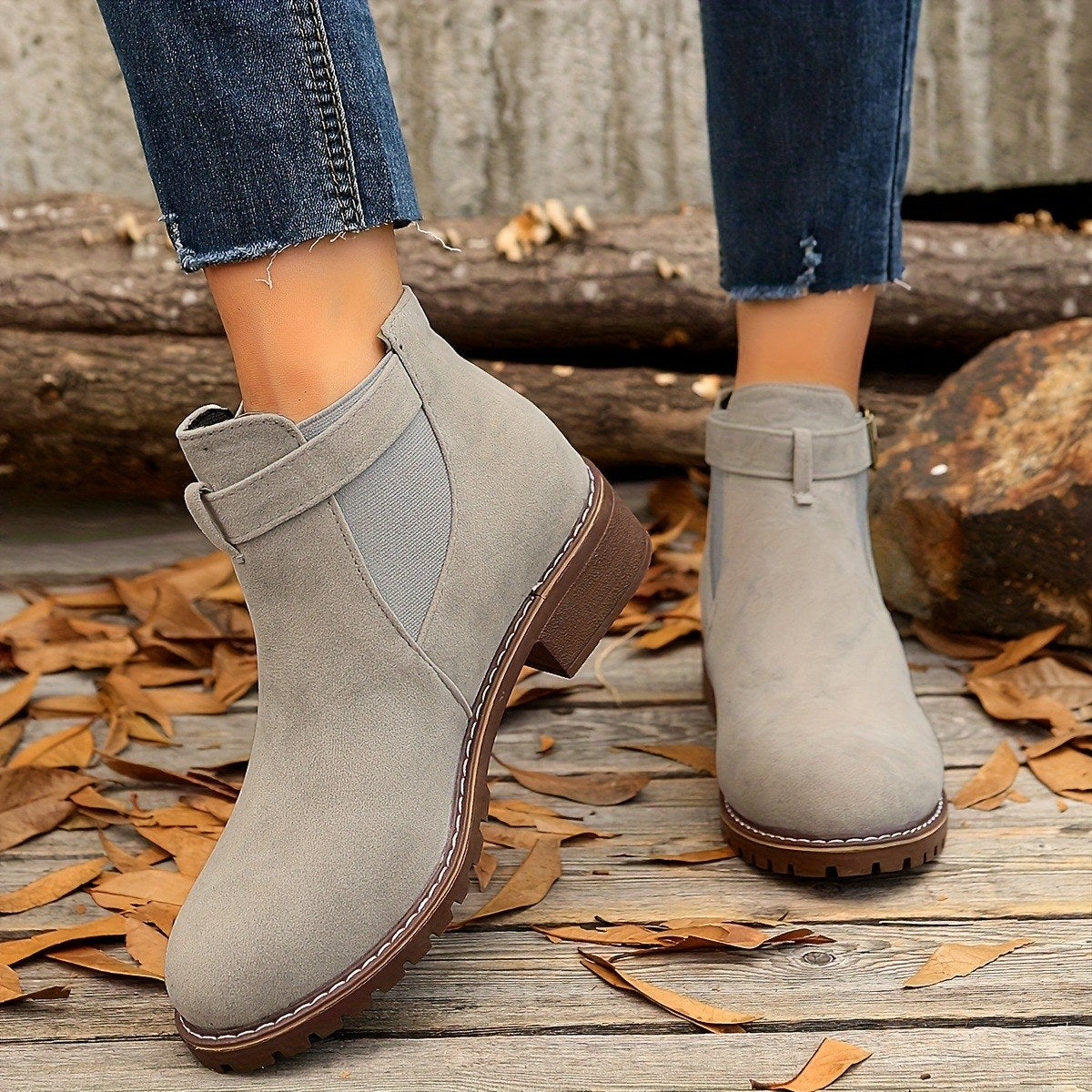 Piper Buckle Boot - Grey