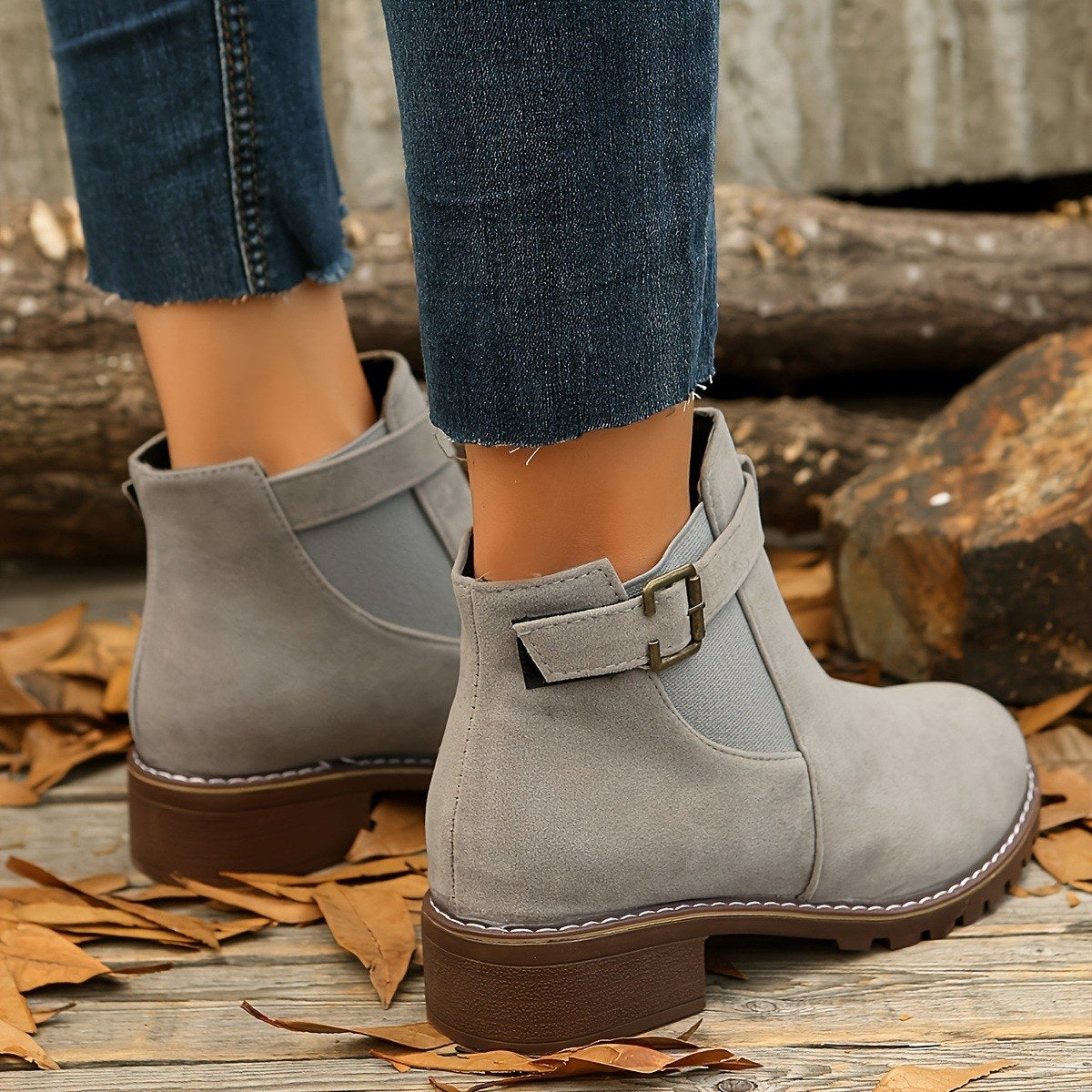 Piper Buckle Boot - Grey