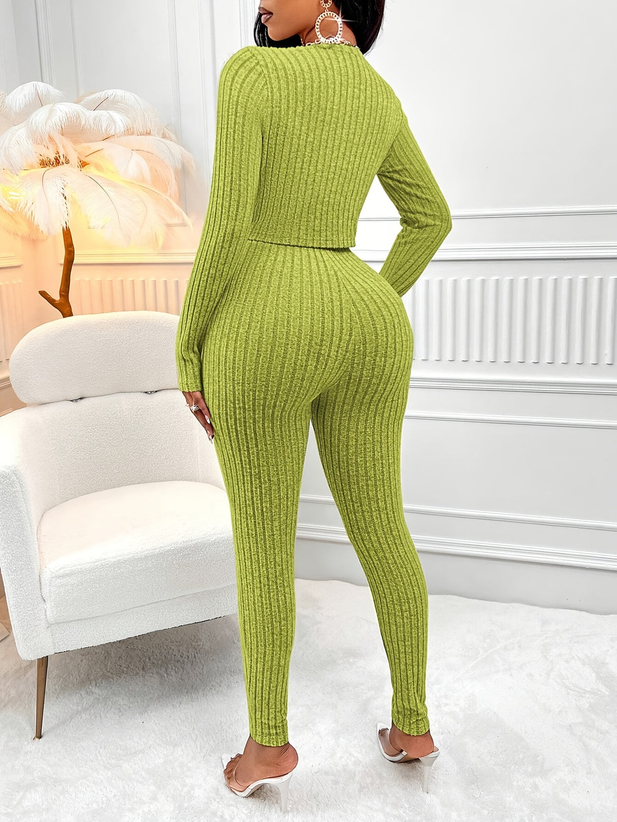Vera Rib Set - Chartreuse