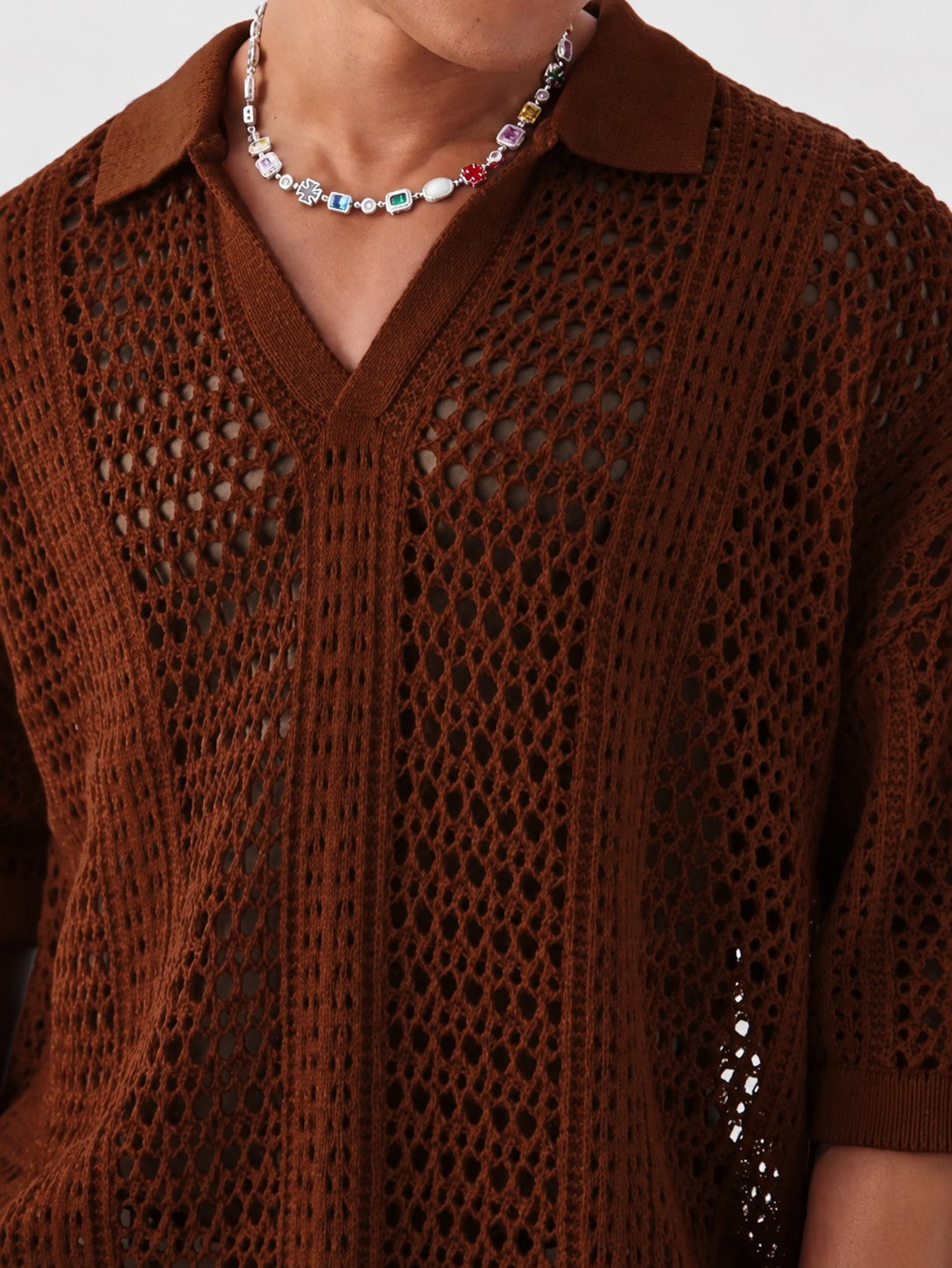 Milo Lattice Polo - Brown