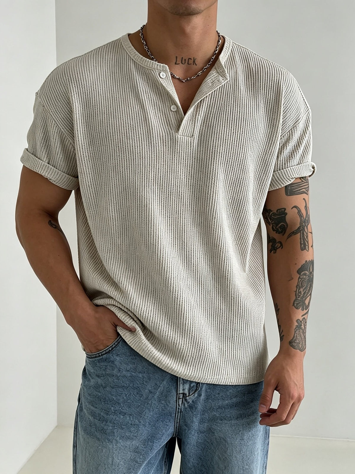 Finn Rib Henley - Off-White