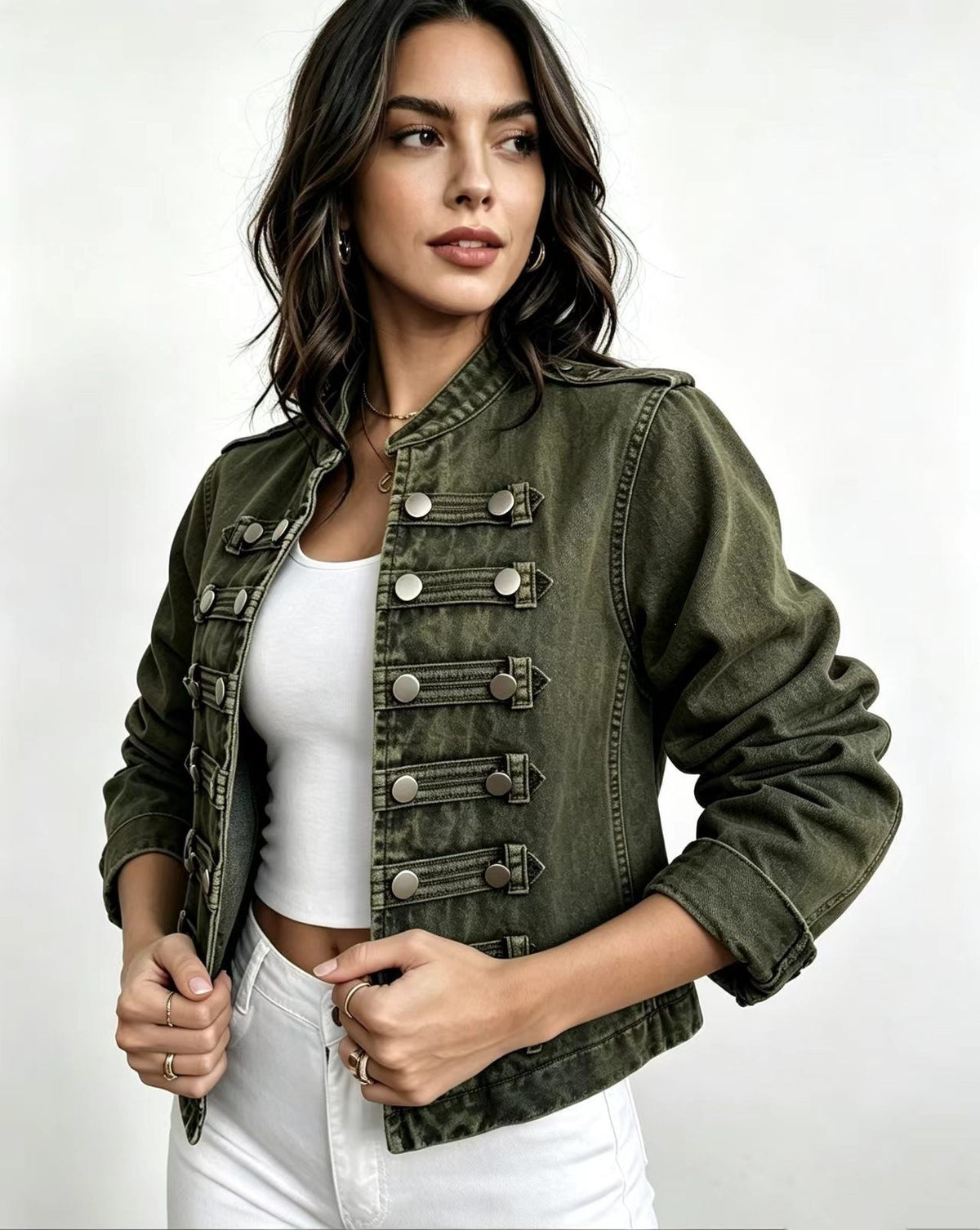 Sloane Military Crop Jacket - Olive