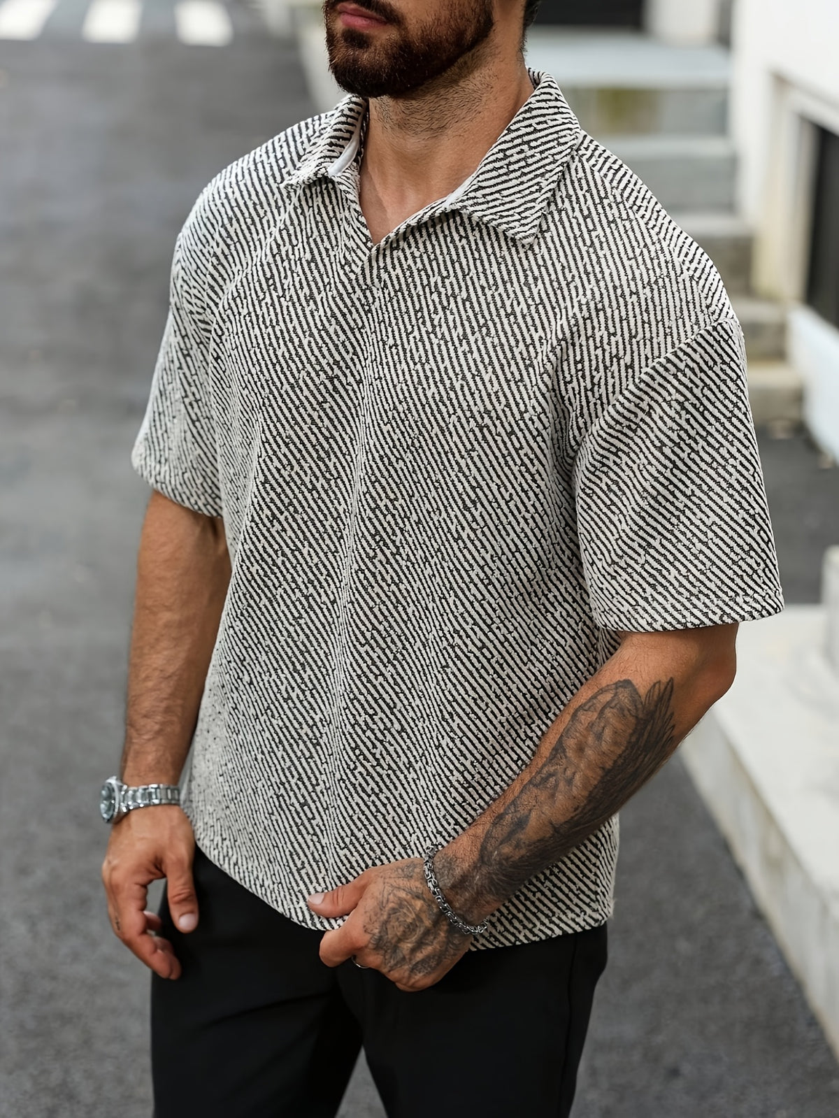 Reed Herringbone Polo - Grey