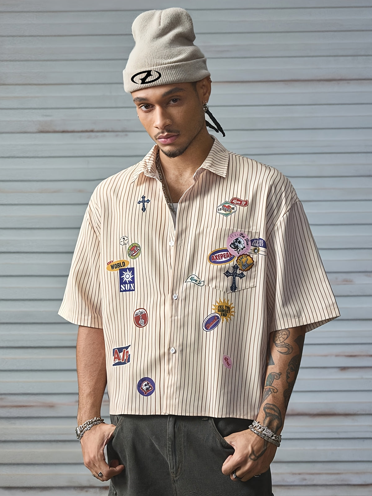 Arlo Patch Shirt — Apricot