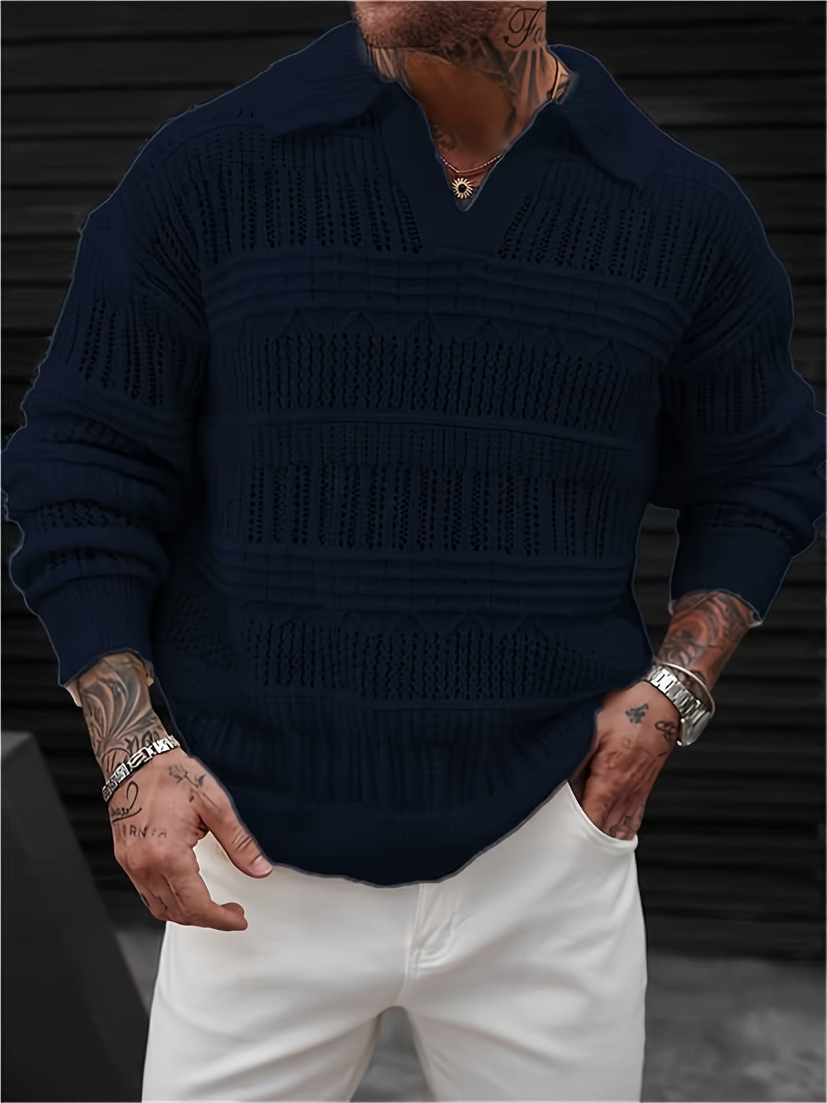 Toren Lattice Polo - Navy