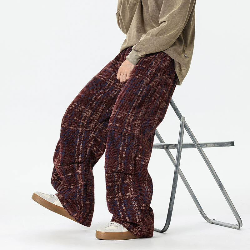Caspar Plaid Wide-Leg Pant