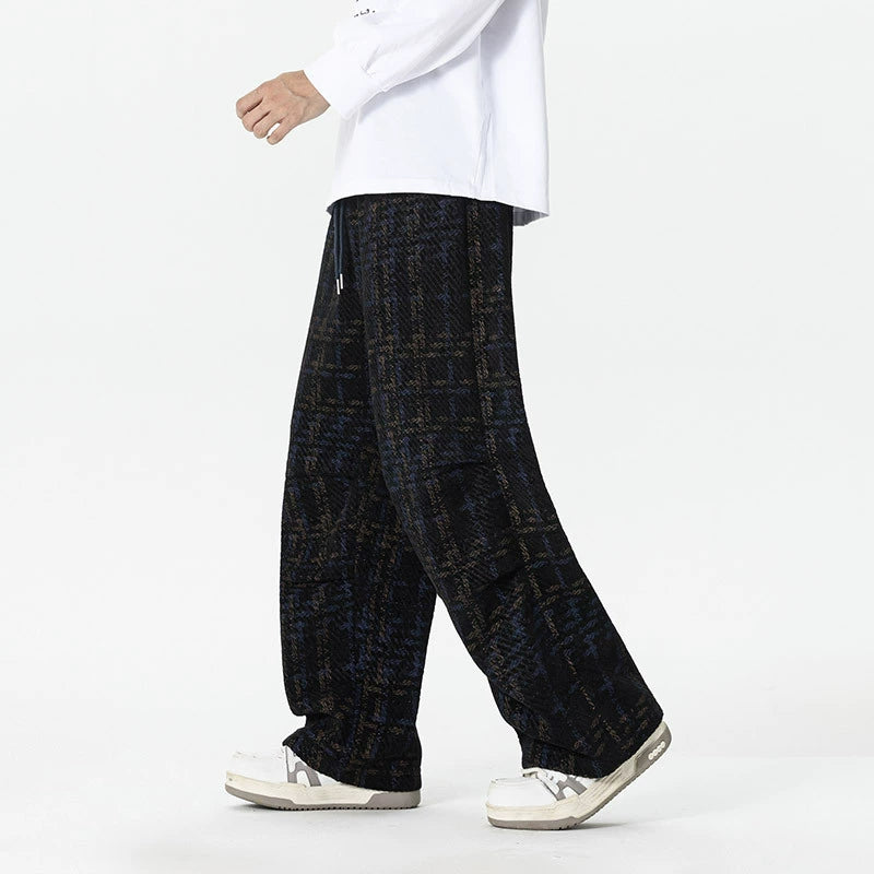 Caspar Plaid Wide-Leg Pant