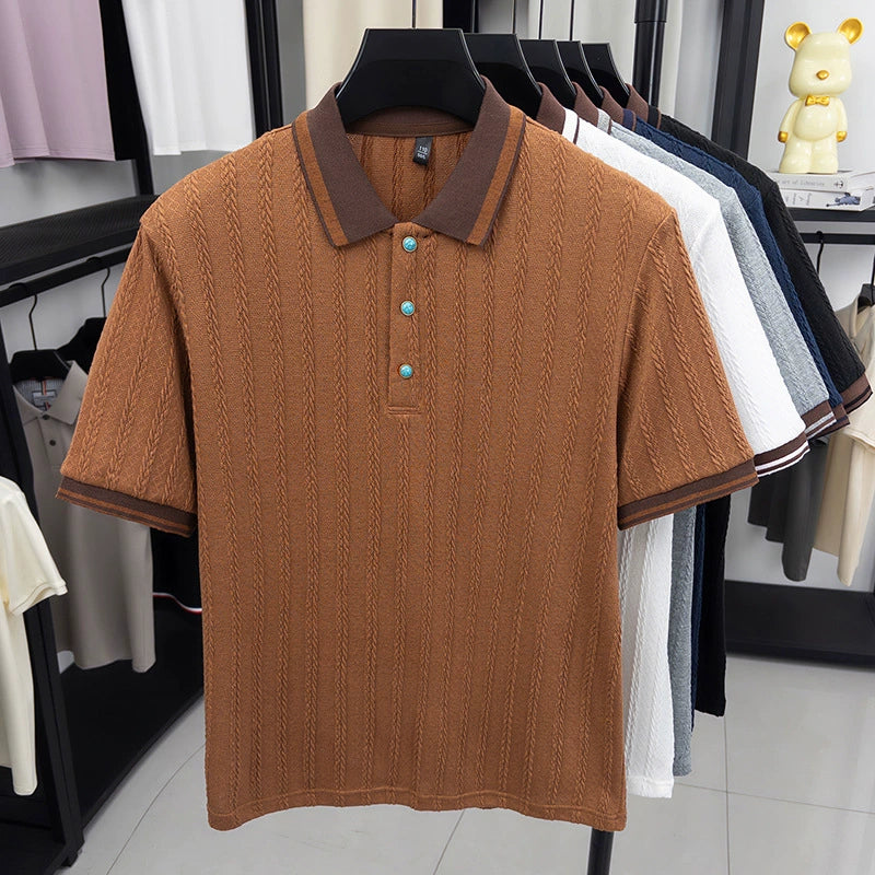 Bastian Knit Button Polo - Coffee Brown