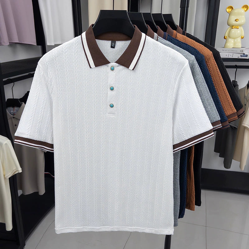 Bastian Knit Button Polo - White
