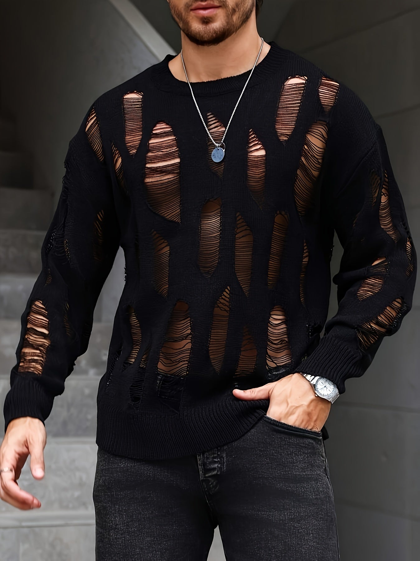 Riven Distressed Pullover