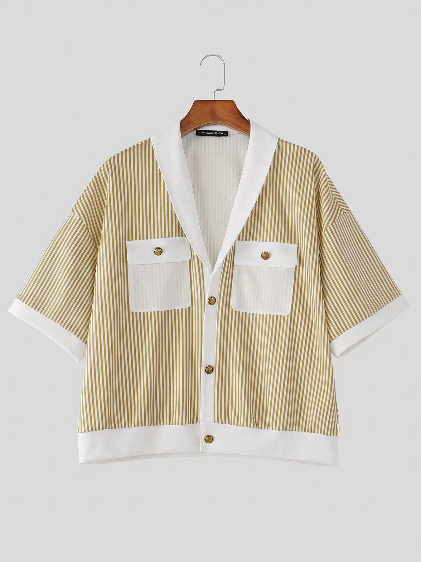 Tomas Stripe Shirt — Tan flat