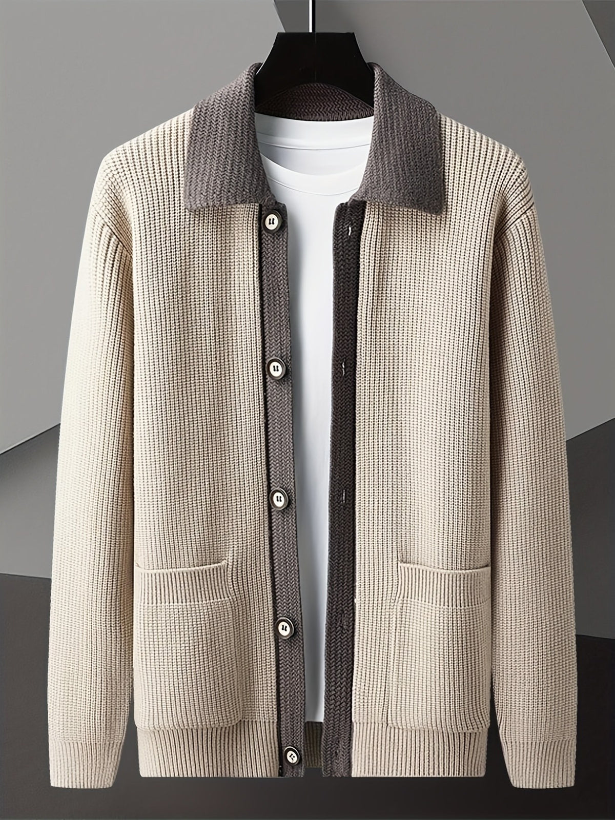 Colton Contrast Cardigan - Apricot