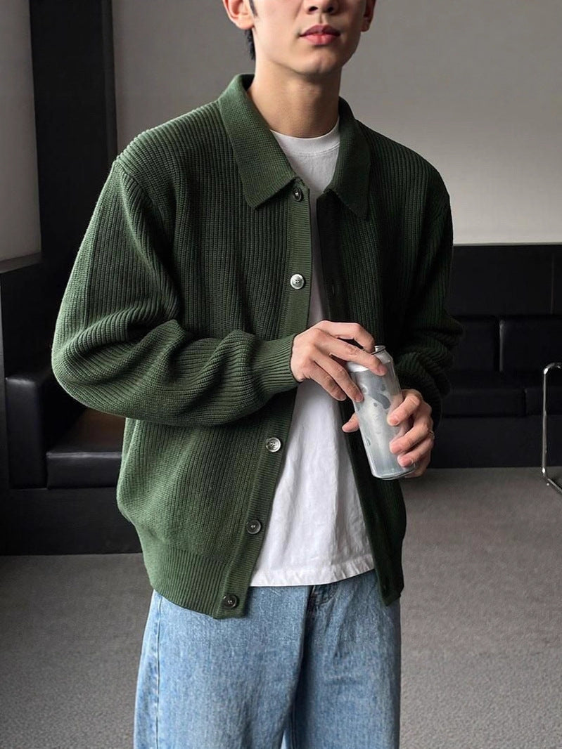Ellis Collar Cardigan - Army Green