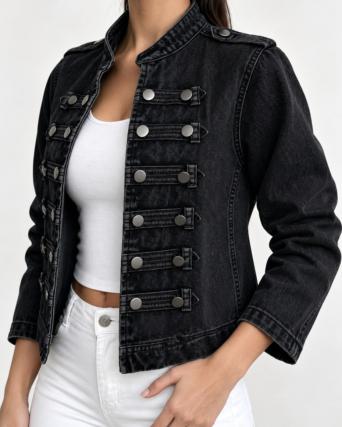 Sloane Military Crop Jacket - Black
