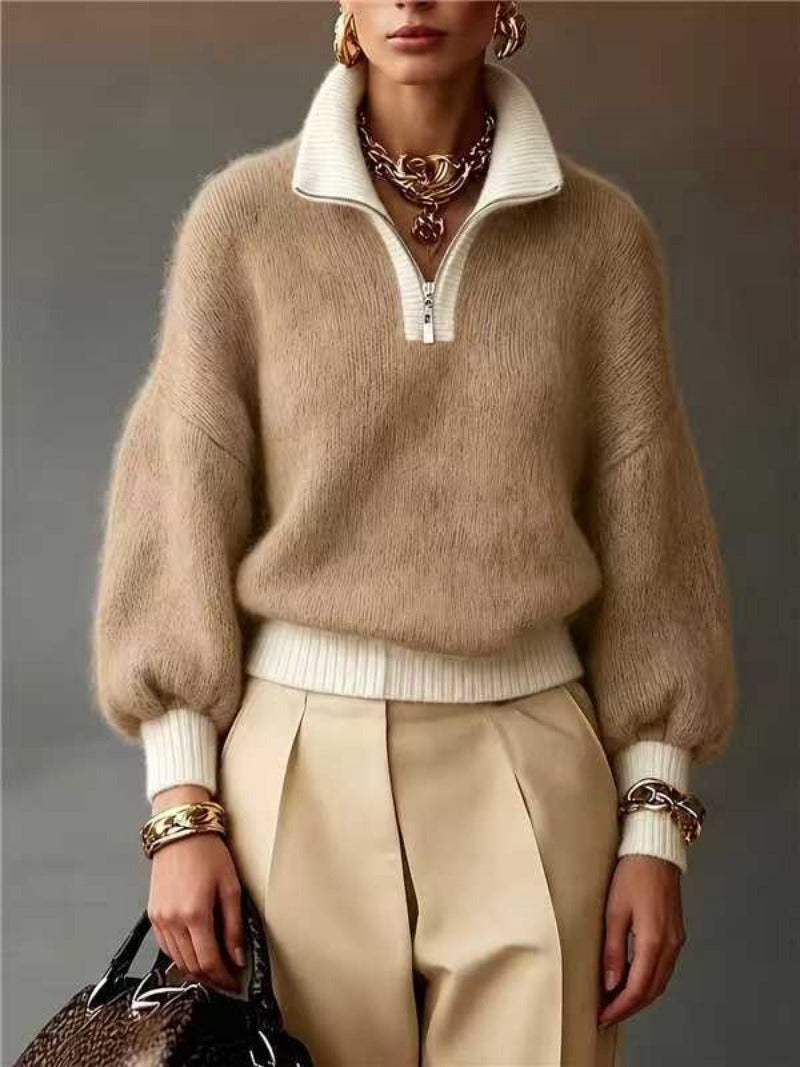 Freya Zip Pullover - Camel