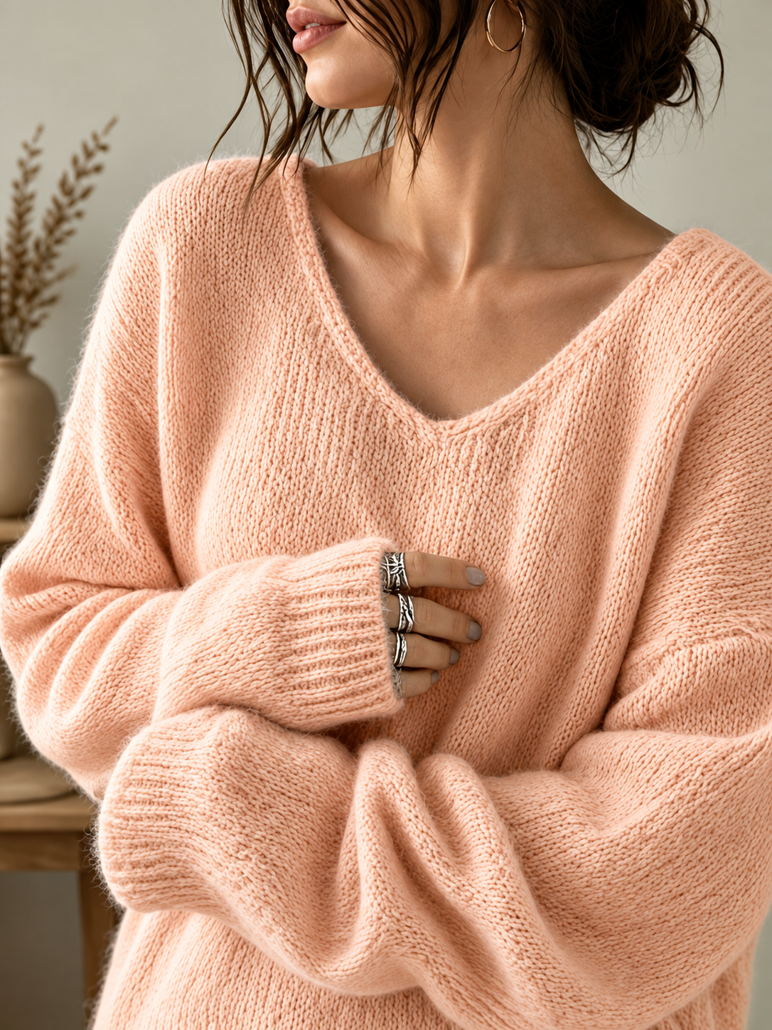 Wren Fuzzy Pullover - Peach