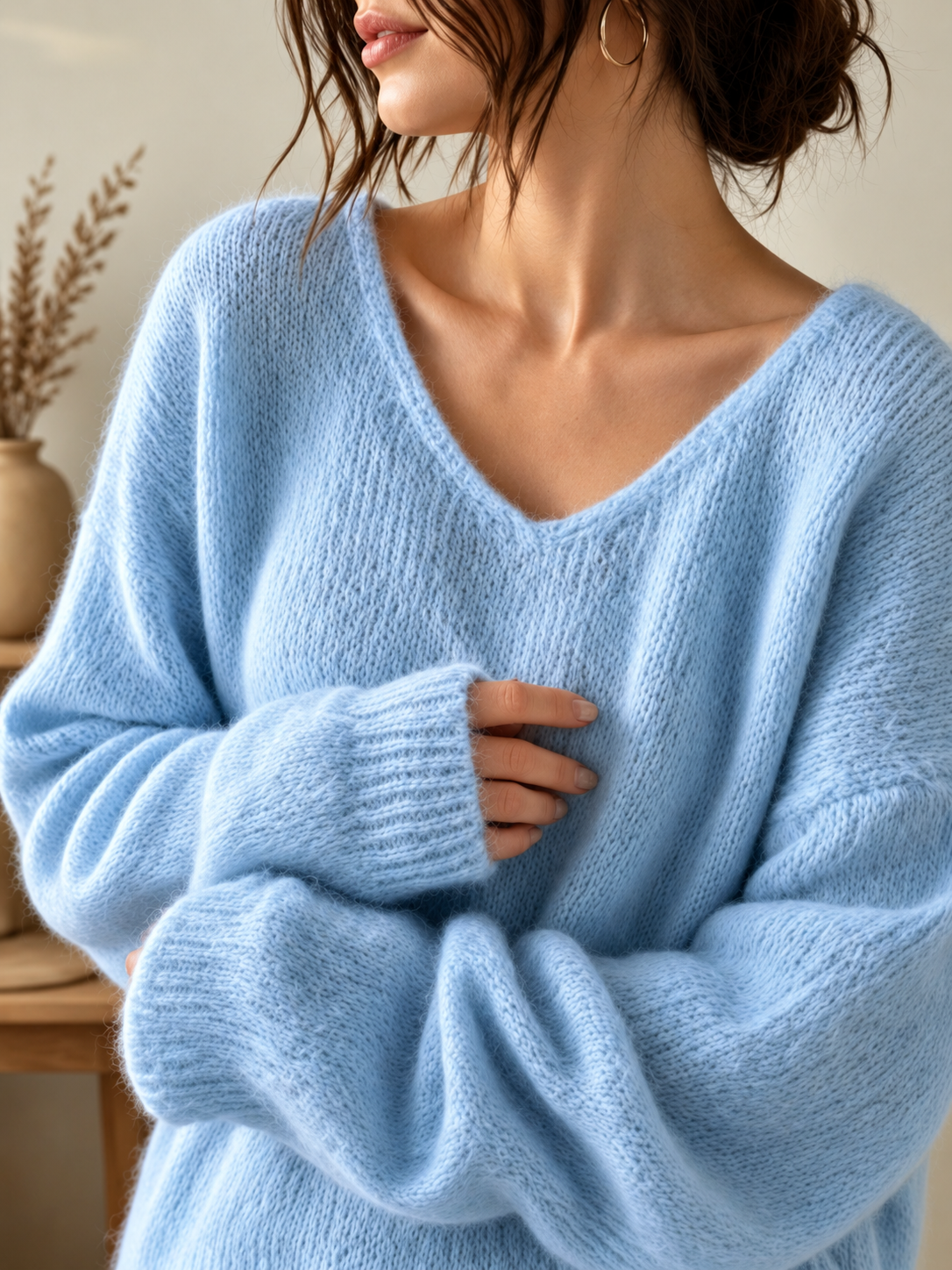 Wren Fuzzy Pullover - Powder Blue