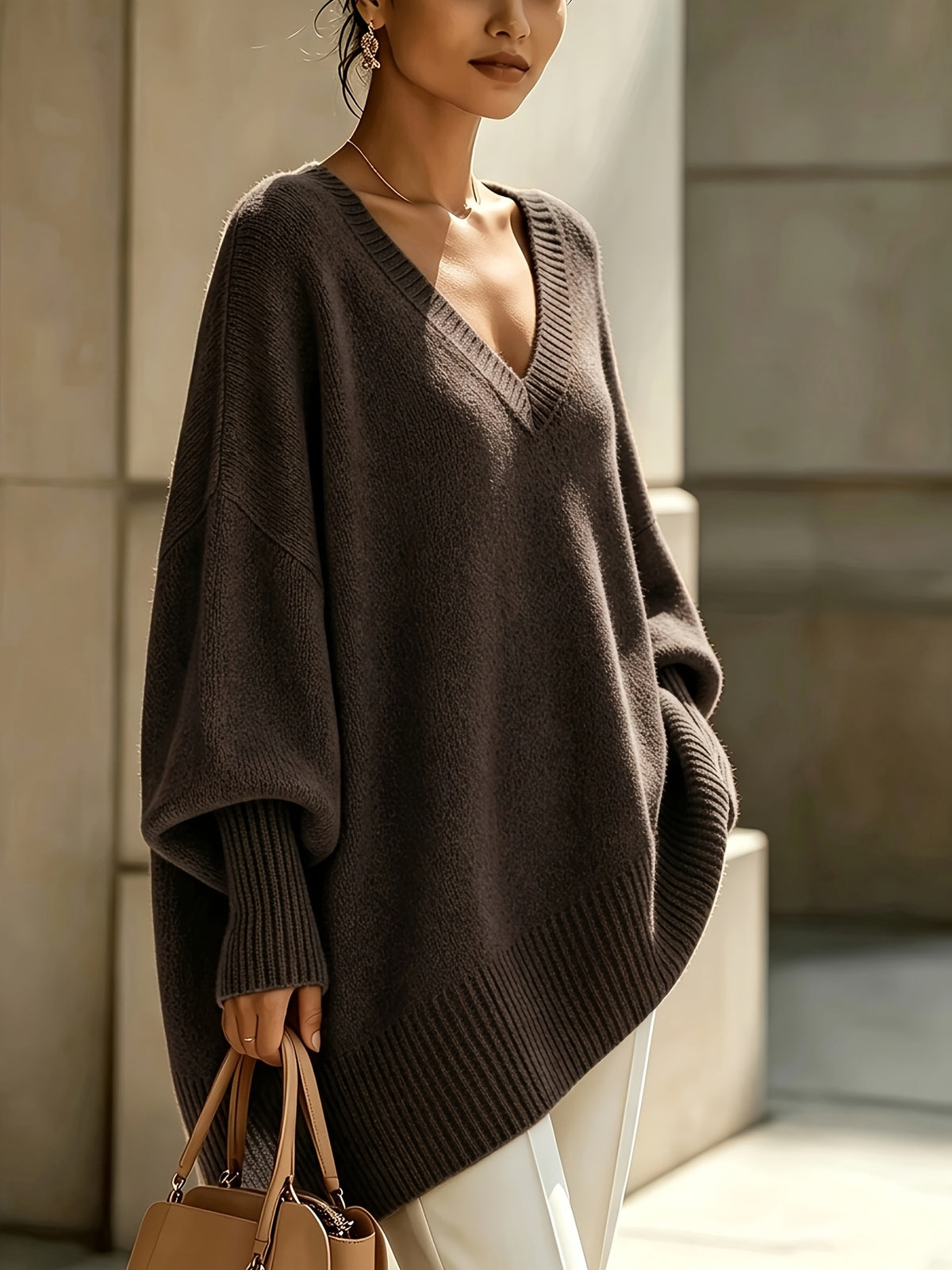 Maren Lantern Pullover - Coffee Brown
