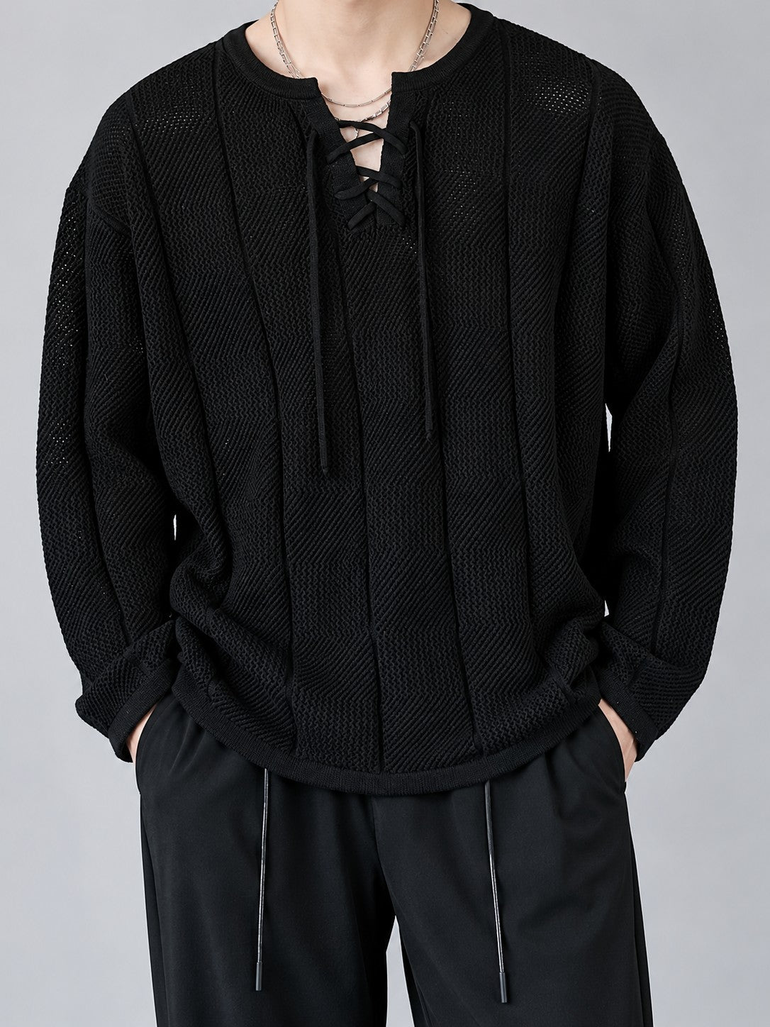Orin Mesh Pullover - Black