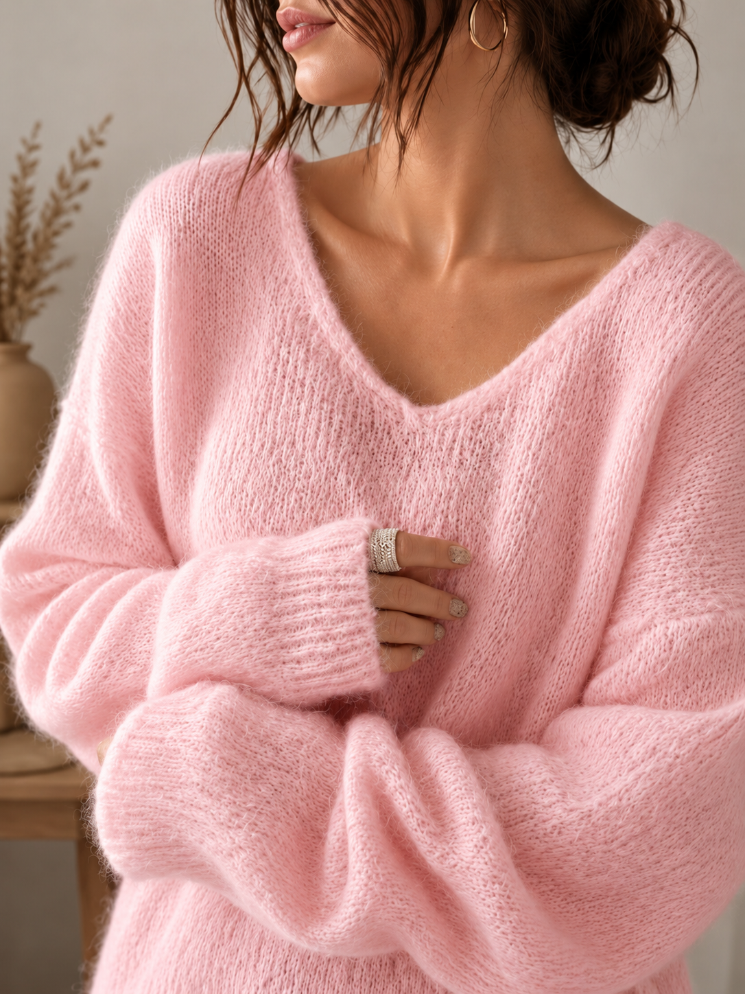 Wren Fuzzy Pullover - Pink