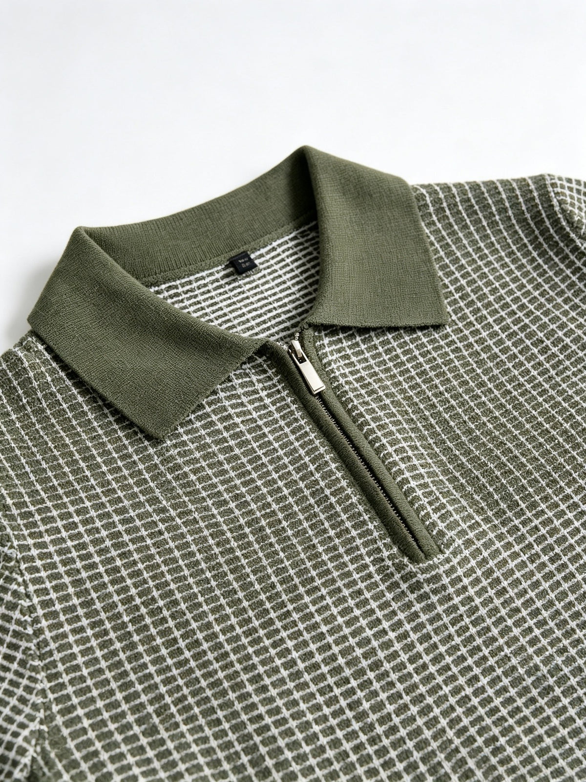 Beck Waffle Polo - Olive Green